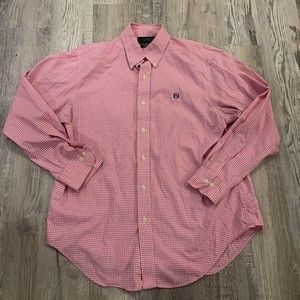Ralph Lauren Black Label Shirt Sz 16.5" 34/35 Pink Check Plaid Clasic Fit Large